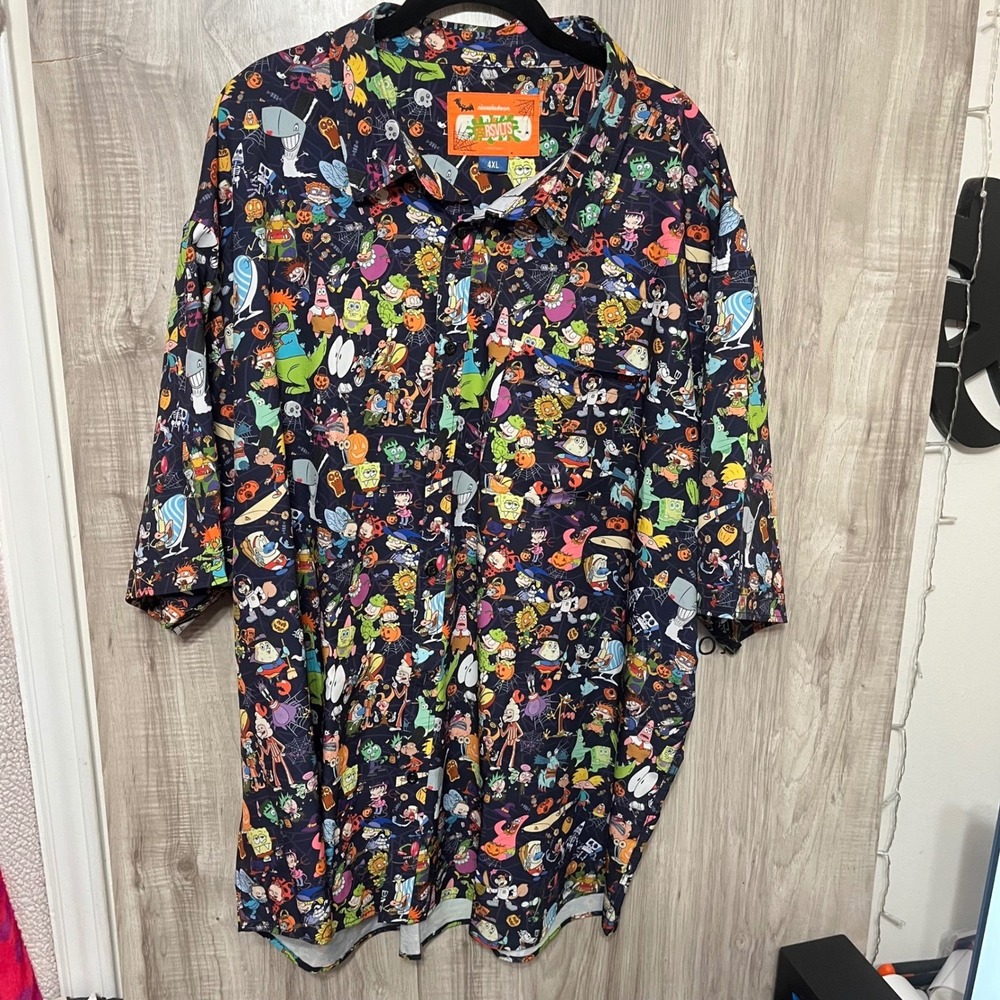 RSVLTS Nickelodeon Halloween Shirt Men's Spongebob Rugrats 90s Spooky 4XL